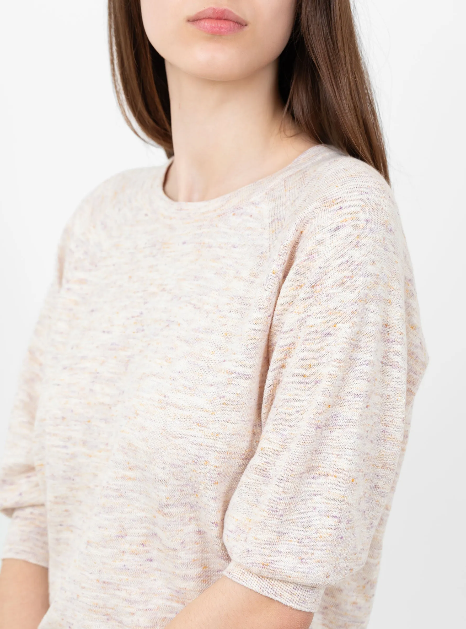 Anogy Knit Top Beige Speckle