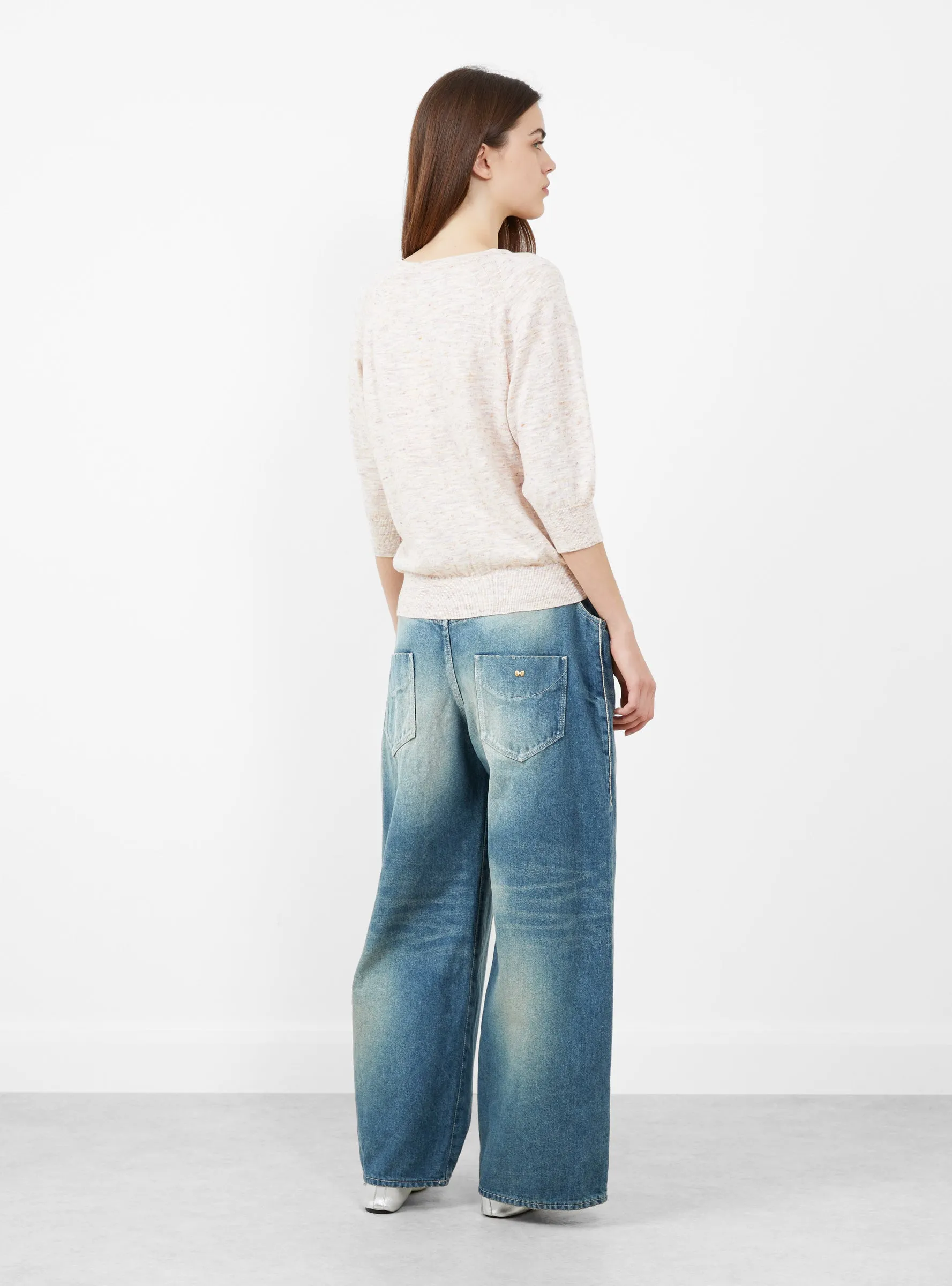 Anogy Knit Top Beige Speckle