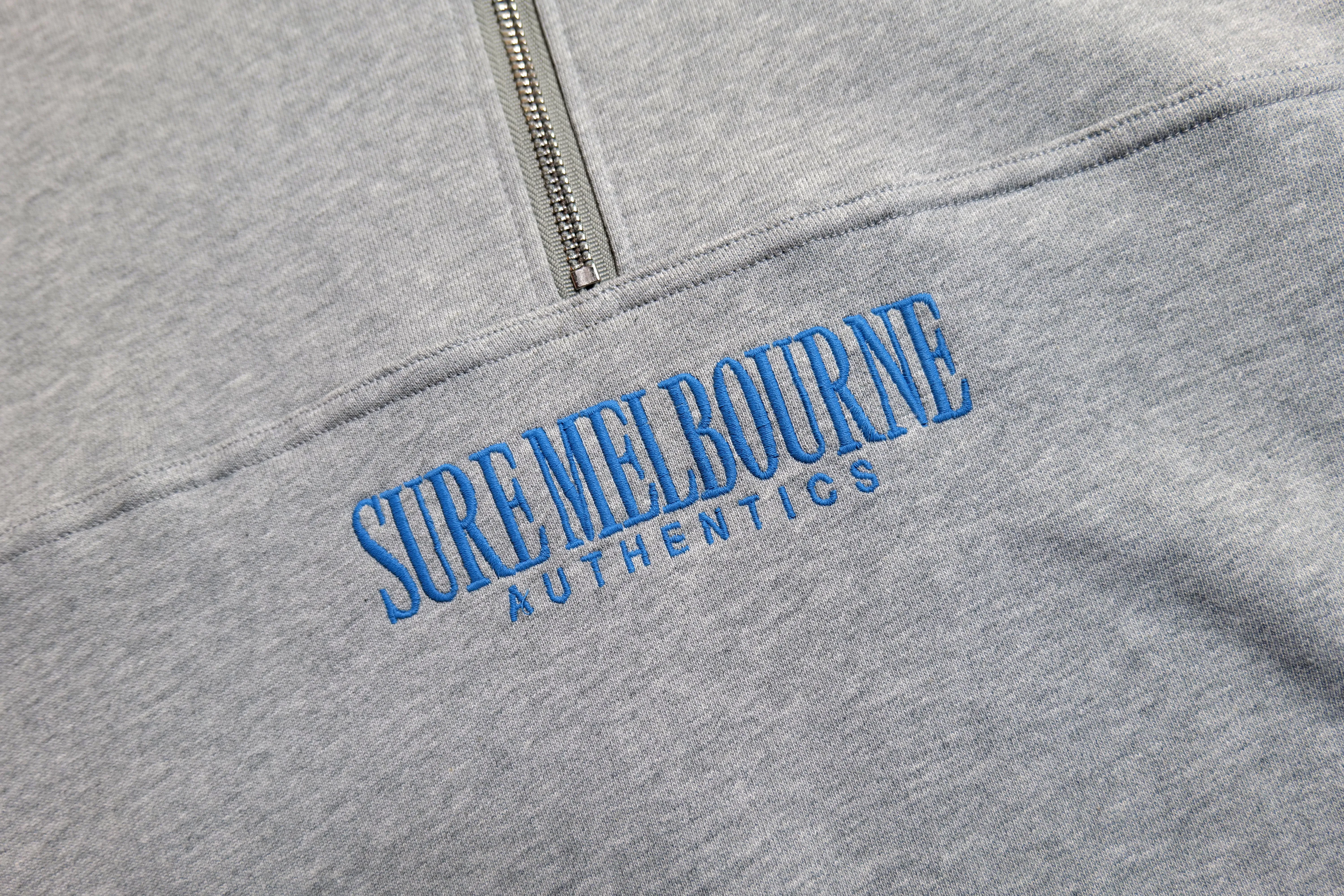 Authentics Embroidered Super Heavyweight 1/4 Zip  - Athletic Heather / Blue