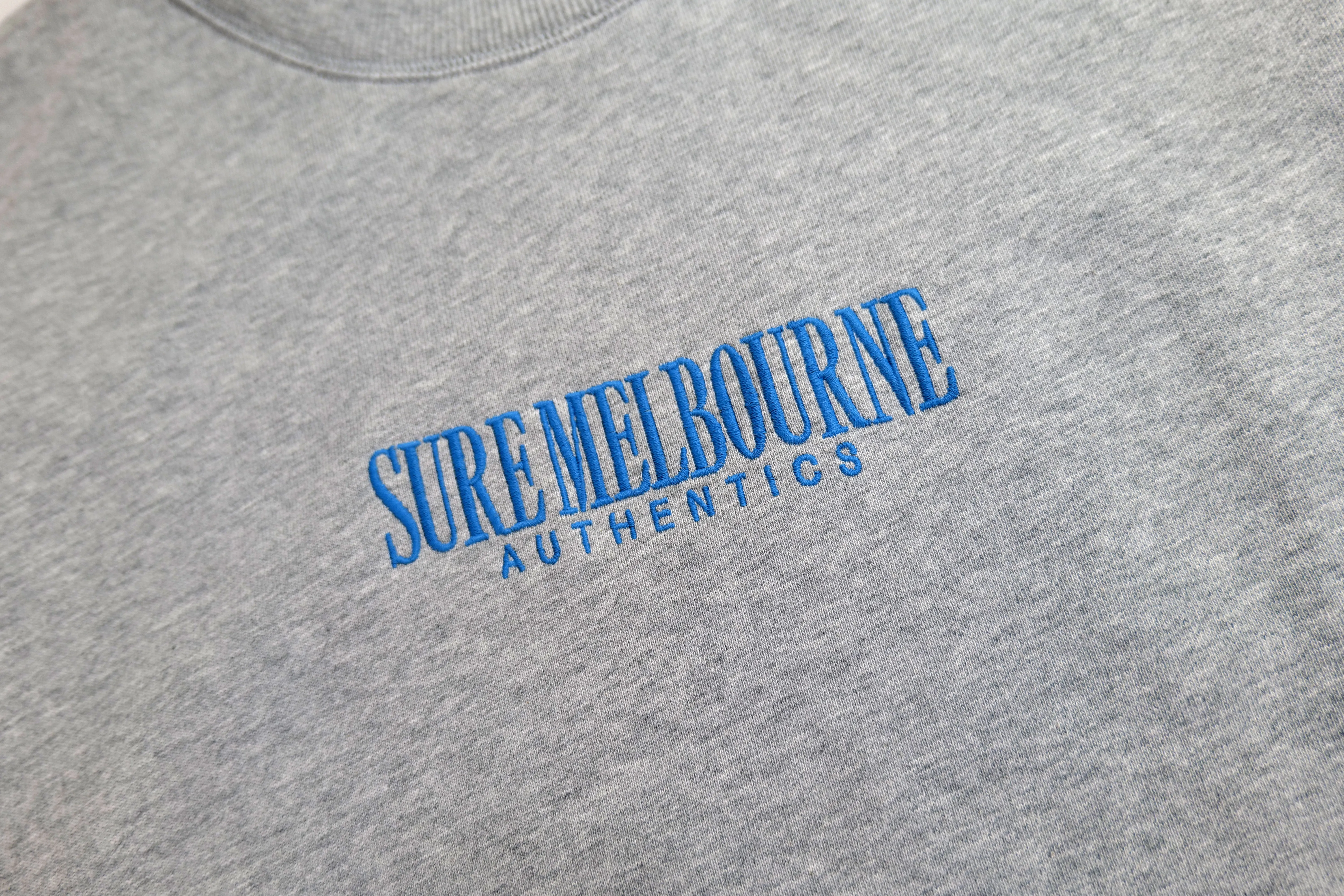 Authentics Embroidered Super Heavyweight Crew - Athletic Heather / Blue
