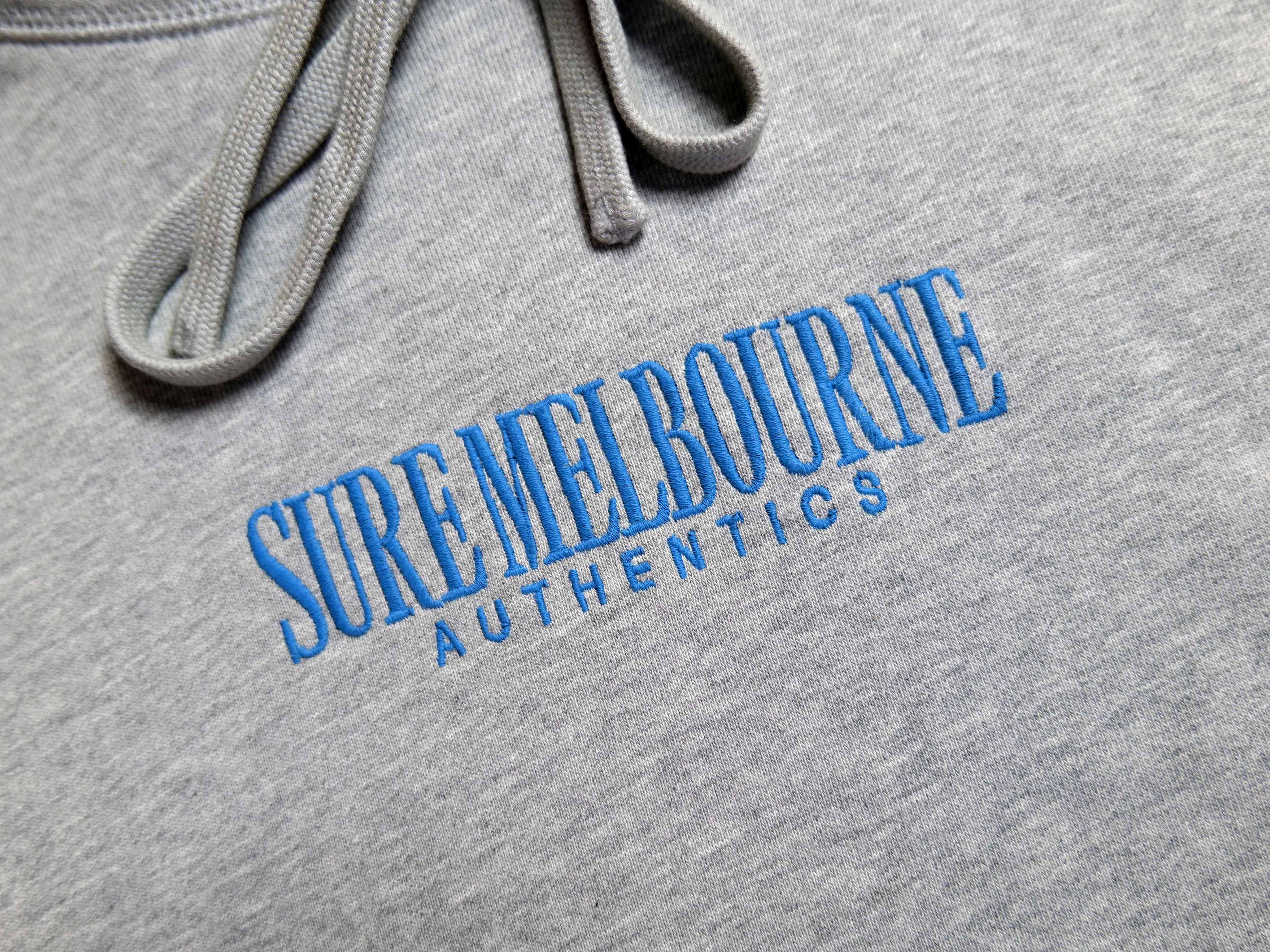 Authentics Embroidered Super Heavyweight Hood - Athletic Heather / Blue
