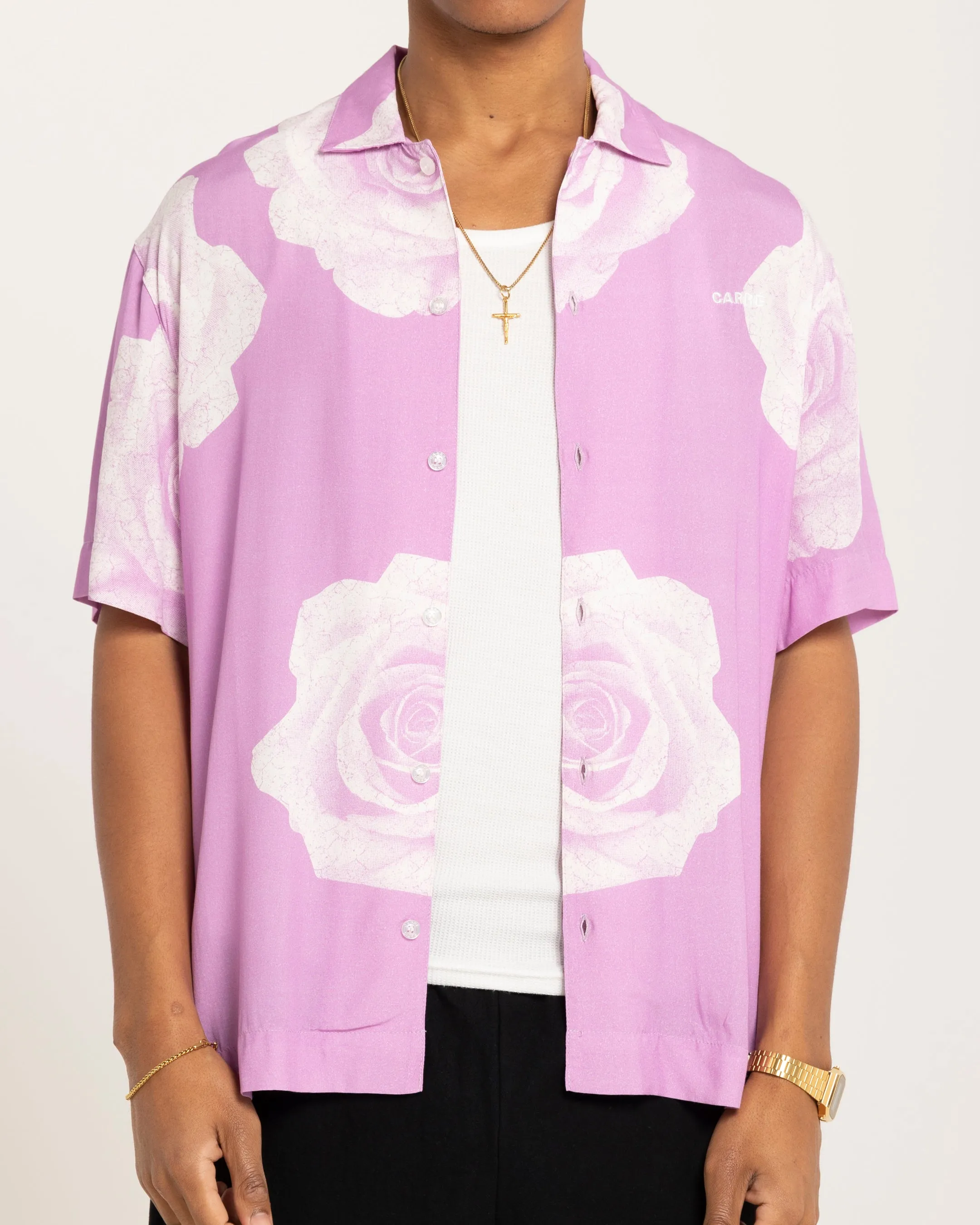 Carr Rose Bunch Button Up Shirt Pastel Purple