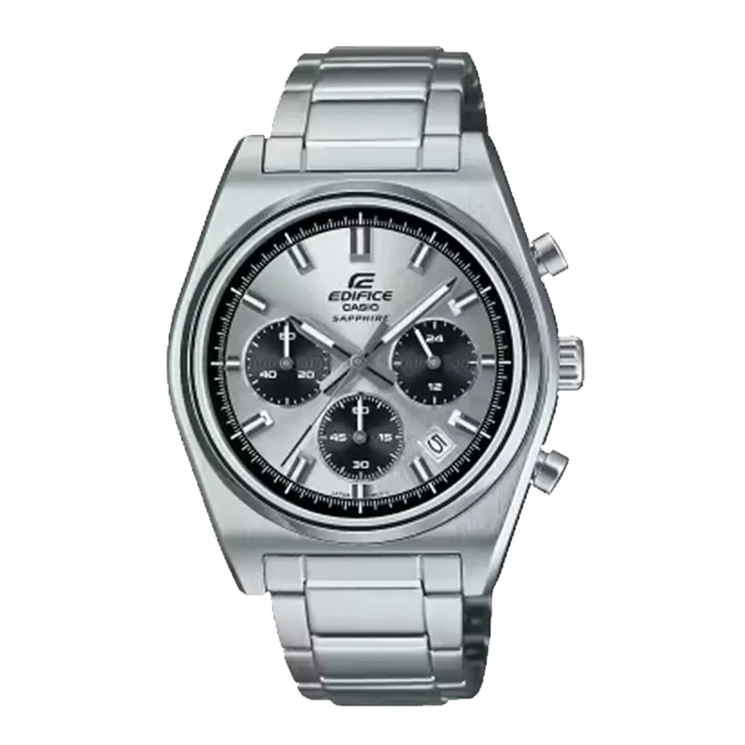 EDIFICE ANALOG CHRONOGRAPH STAINLESS STEEL SILVER DIAL QUARTZ MEN'S WATCH