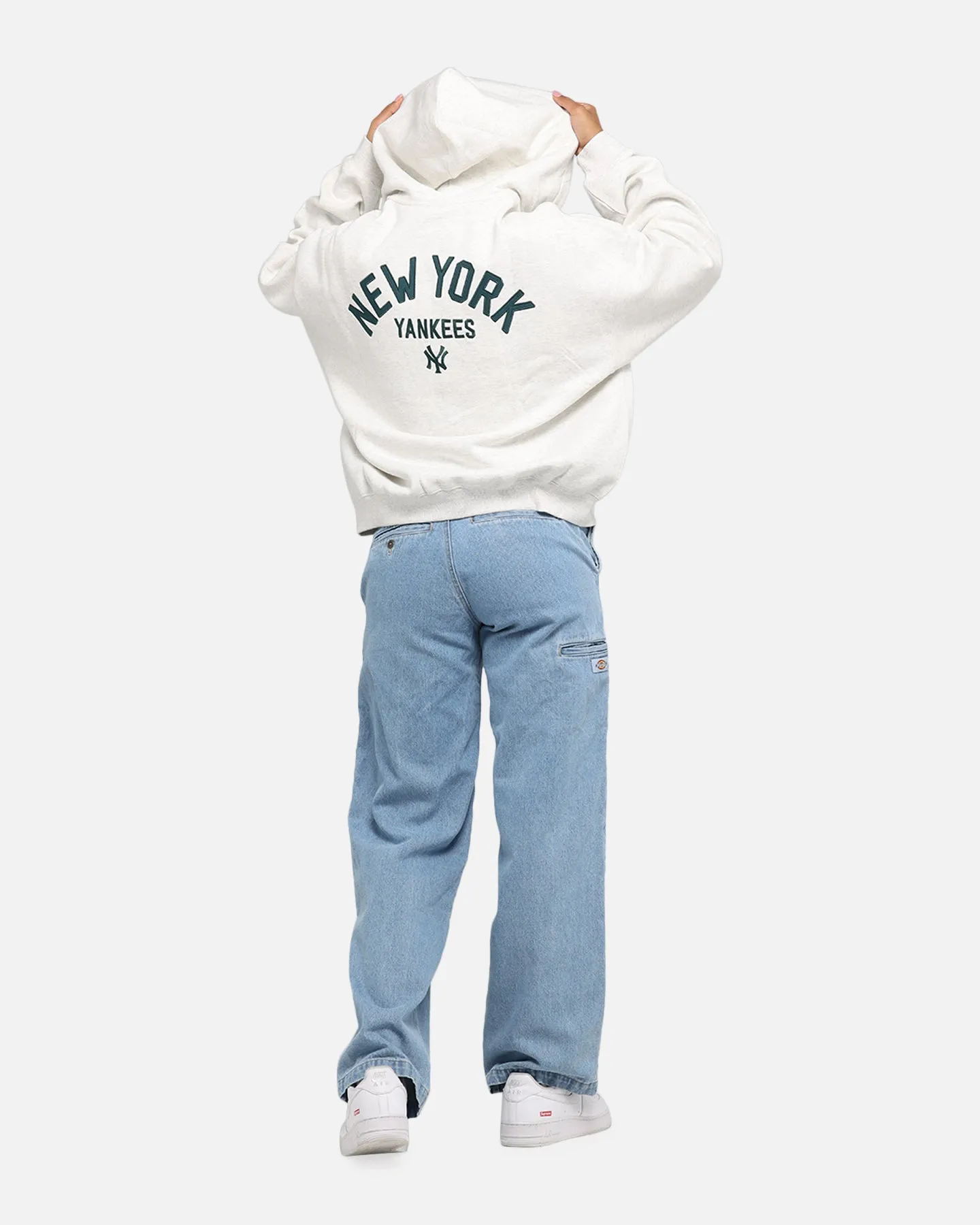 Majestic Athletic New York Yankees Arch FZ Boxy Hoodie White Marle