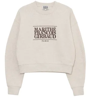 Marithe W Classic Logo Crop Sweatshirt (Oatmeal)