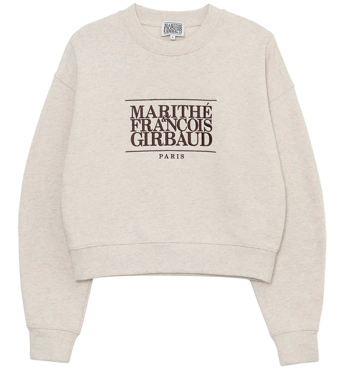 Marithe W Classic Logo Crop Sweatshirt (Oatmeal)