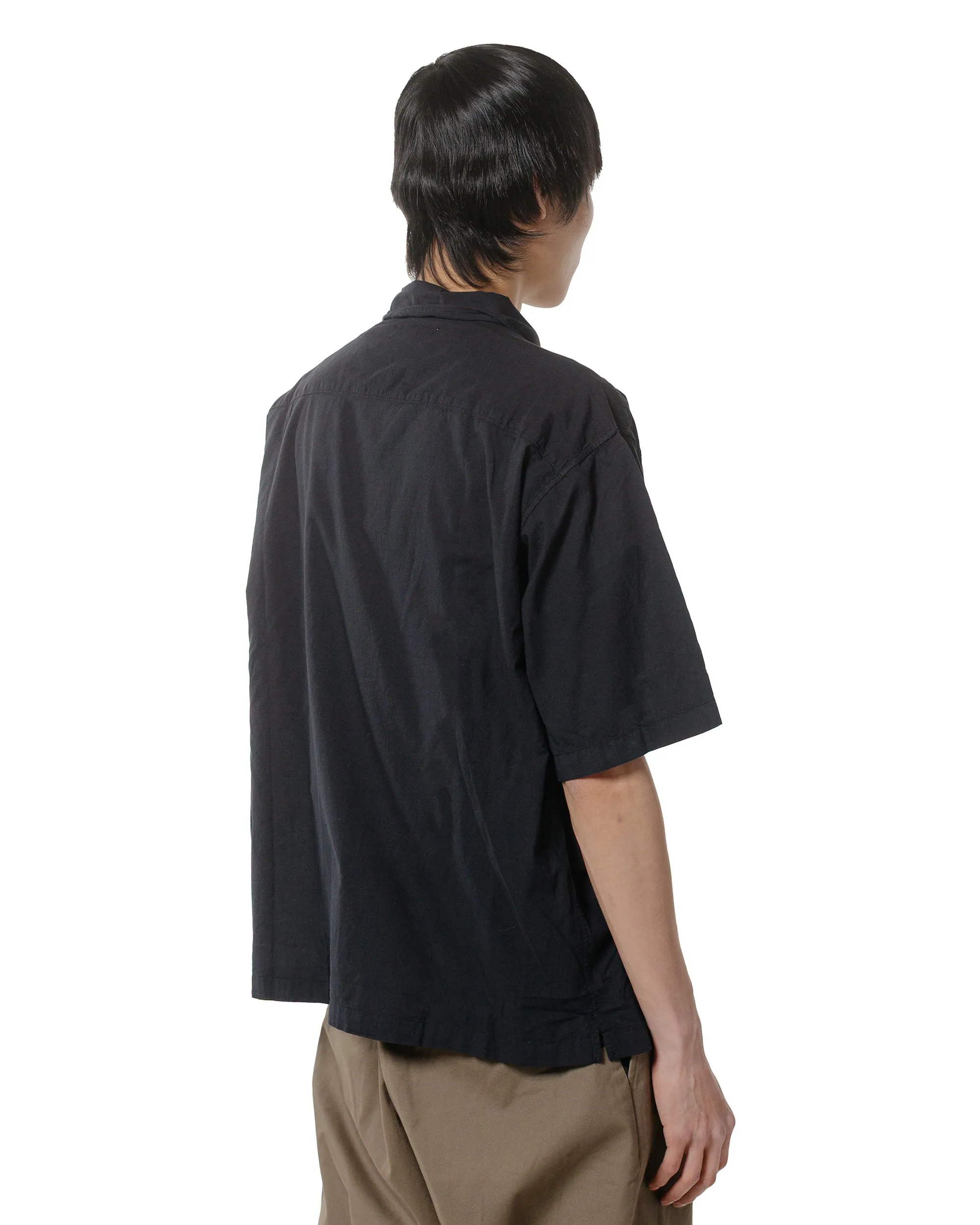 Merz B. Schwanen SHIRT09LP Unisex Short Sleeve Cotton Poplin Shirt Deep Black