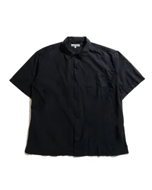 Merz B. Schwanen SHIRT09LP Unisex Short Sleeve Cotton Poplin Shirt Deep Black