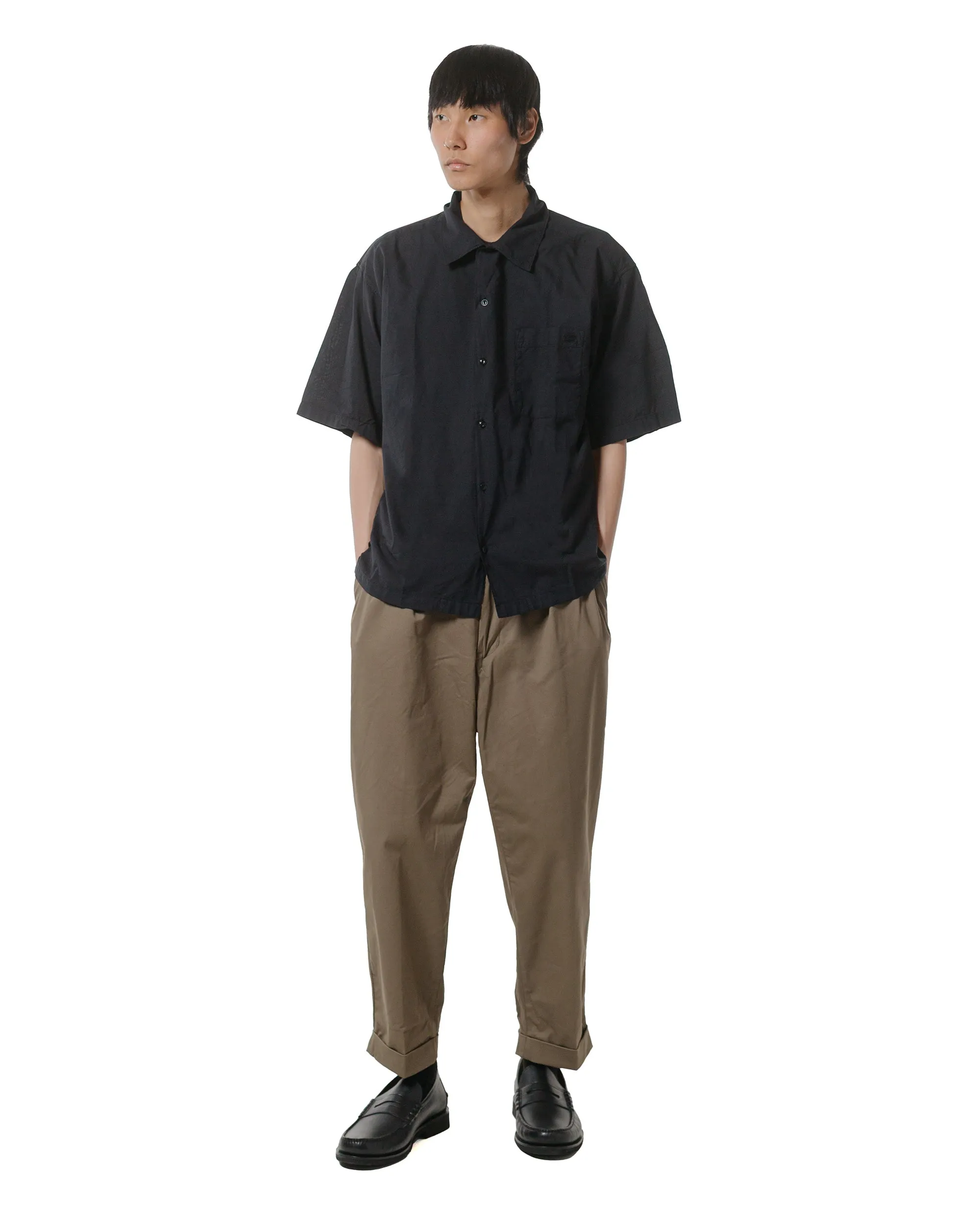 Merz B. Schwanen SHIRT09LP Unisex Short Sleeve Cotton Poplin Shirt Deep Black