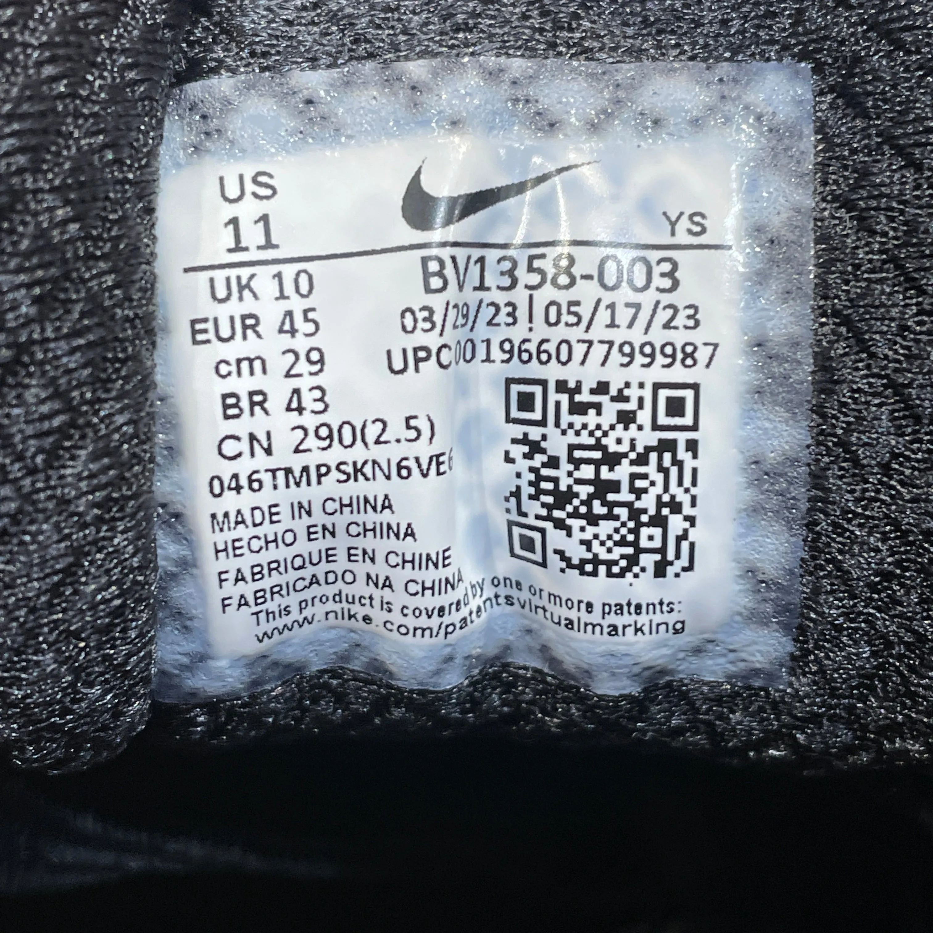 NIKE/Low-Sneakers/US 11/Polyester/BLK/ZOOM VOMERO 5