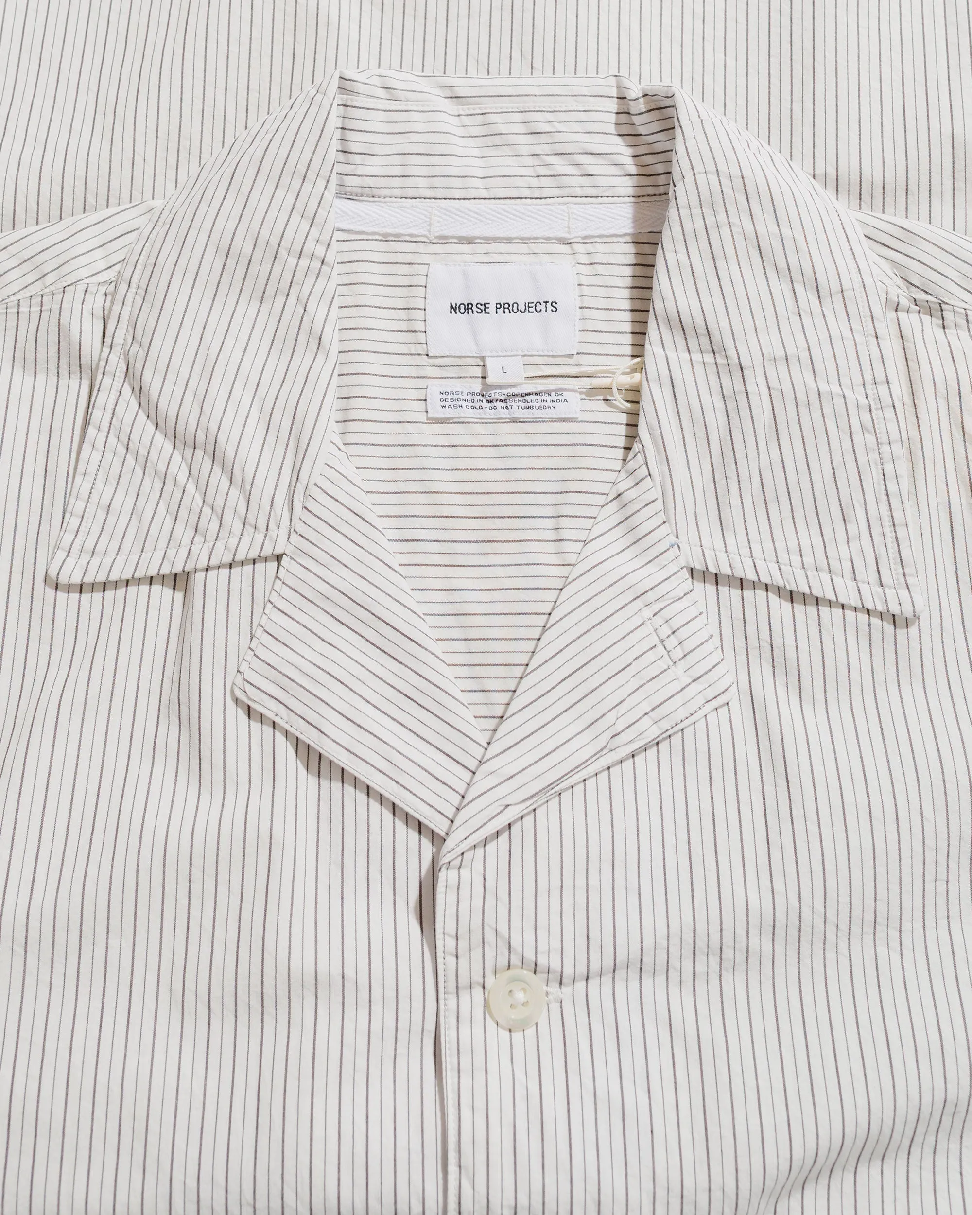 Norse Projects Mads Poplin Stripe SS Ecru