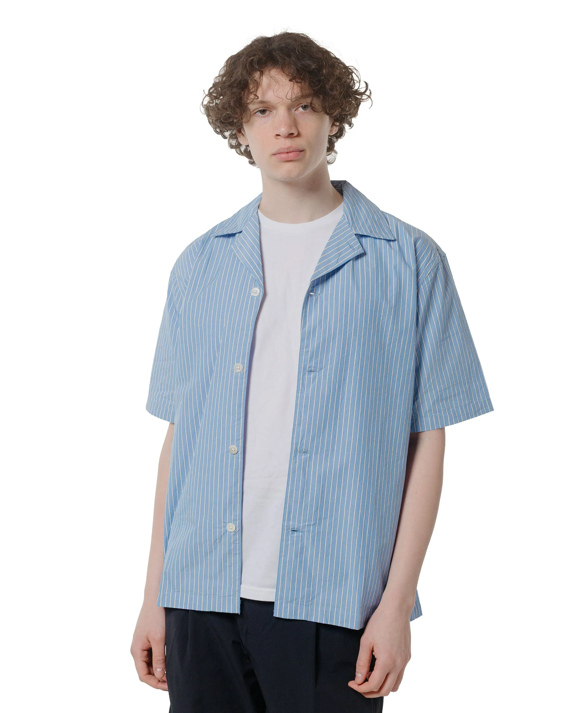Norse Projects Mads Poplin Stripe SS Navy