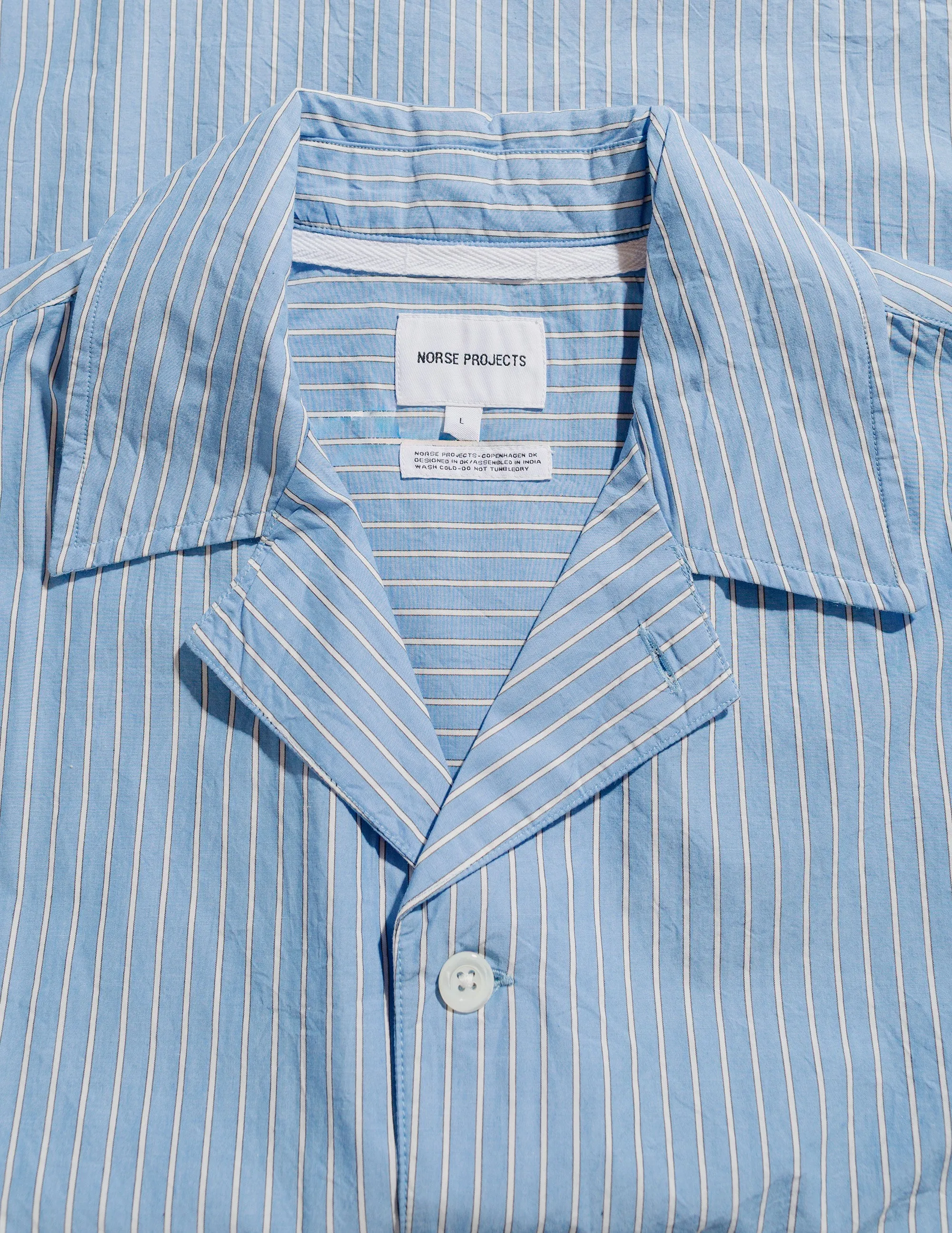 Norse Projects Mads Poplin Stripe SS Navy