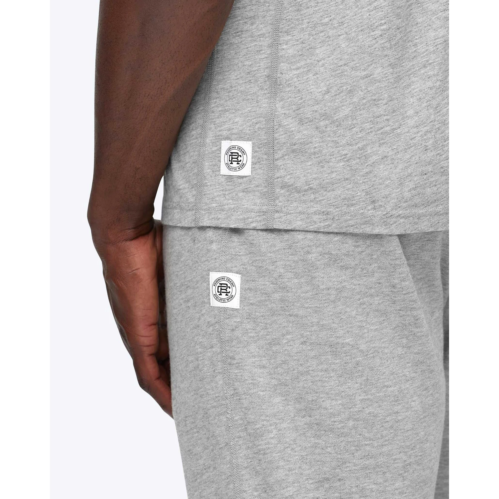Reigning Champ Ringspun Jersey Short Sleeve Henley Tee Heather Grey RC-1073-GRY