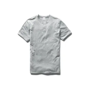 Reigning Champ Ringspun Jersey Short Sleeve Henley Tee Heather Grey RC-1073-GRY