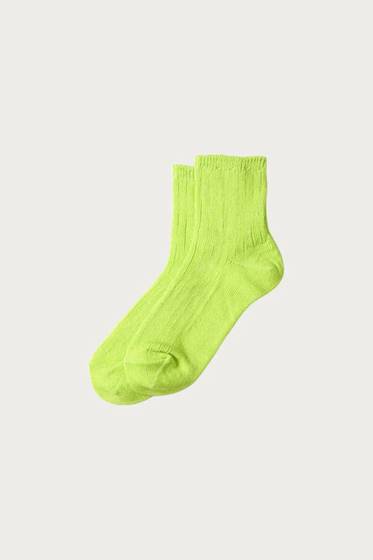 Ribbed Ankle Socks - Lime