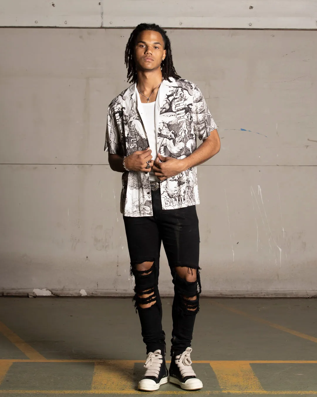 Saint Morta Babylon Short Sleeve Shirt Black/White