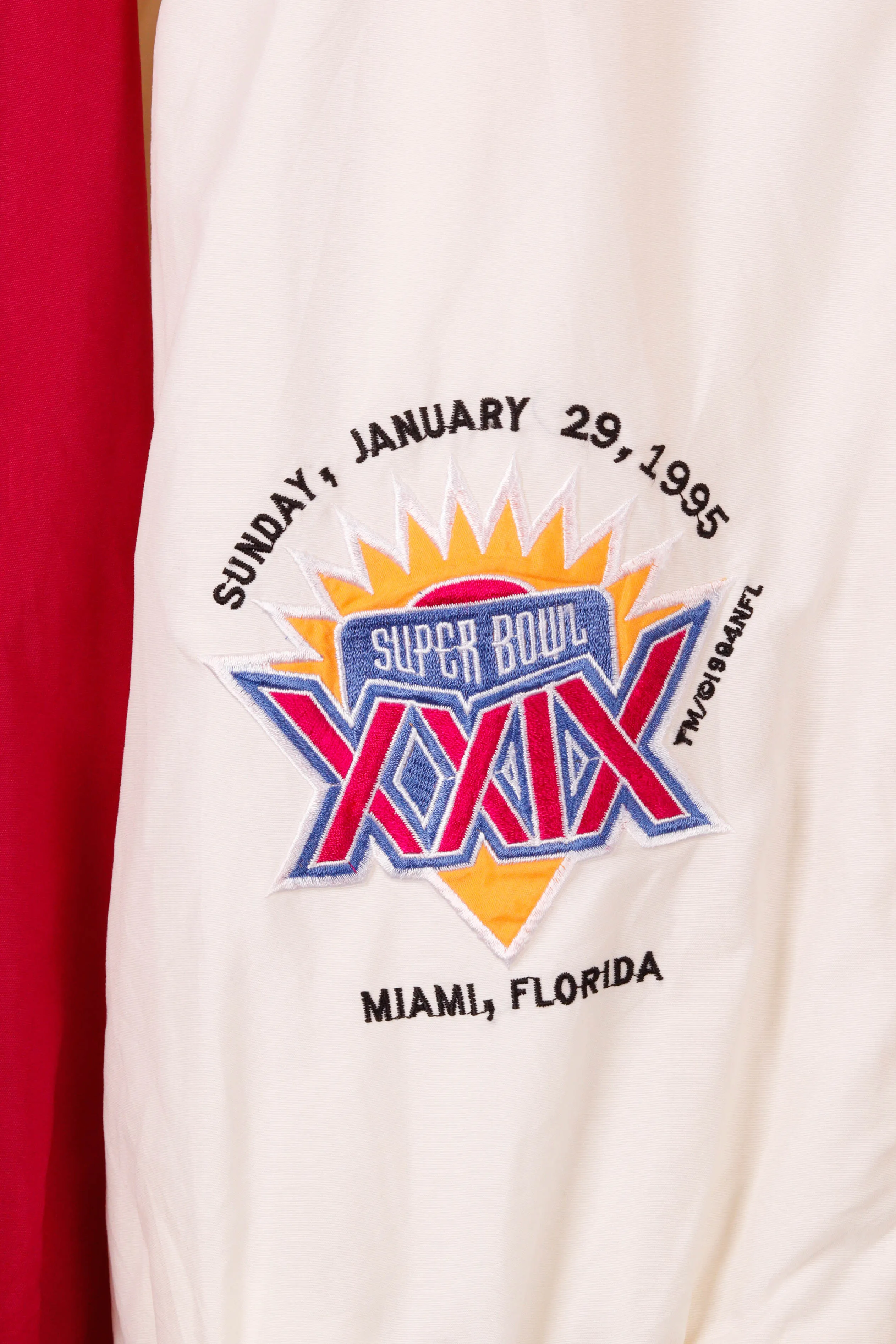 Vintage 1995 Logo Athletic 'Super Bowl XXIX Shark Tooth' Windbreaker Jacket Orange