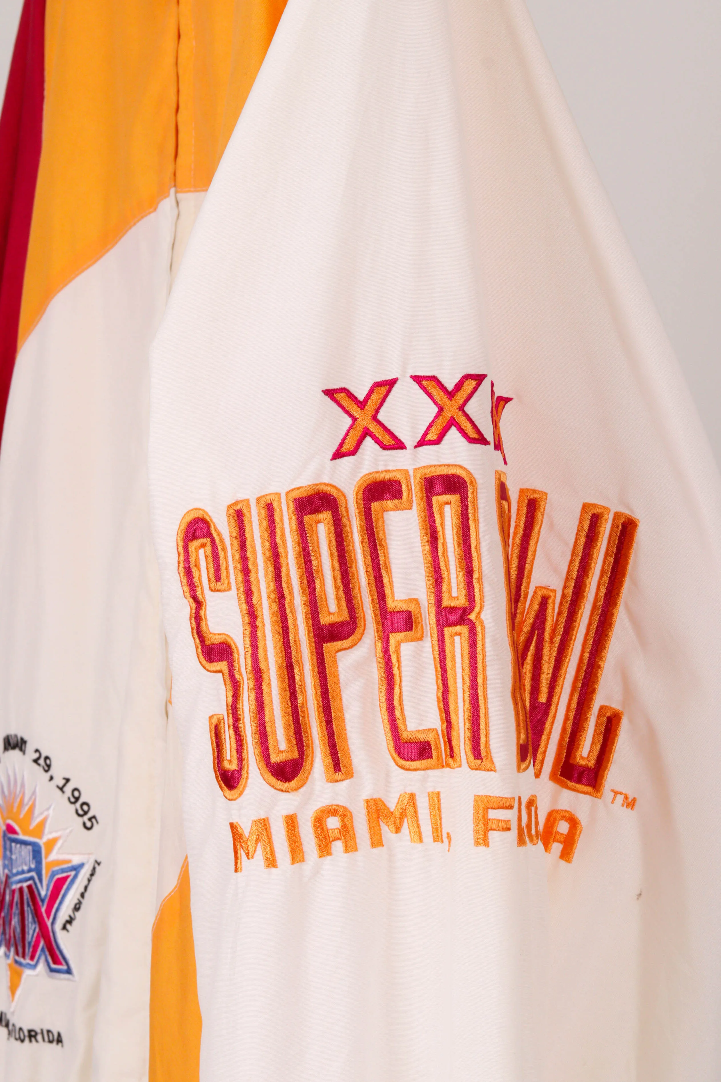 Vintage 1995 Logo Athletic 'Super Bowl XXIX Shark Tooth' Windbreaker Jacket Orange